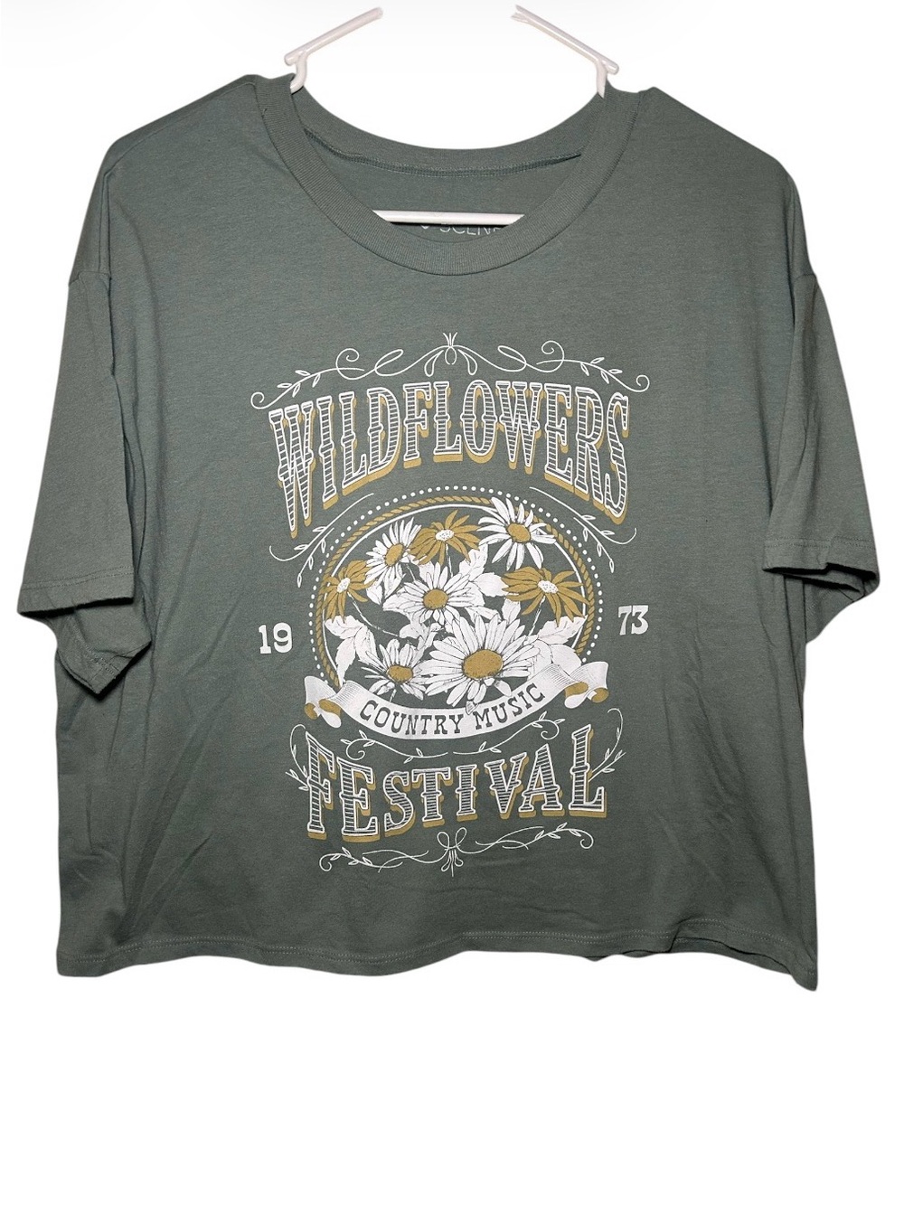 Social‎ Scene Wildflowers Festival Graphic Tee Green XL Country Rodeo Cowgirl